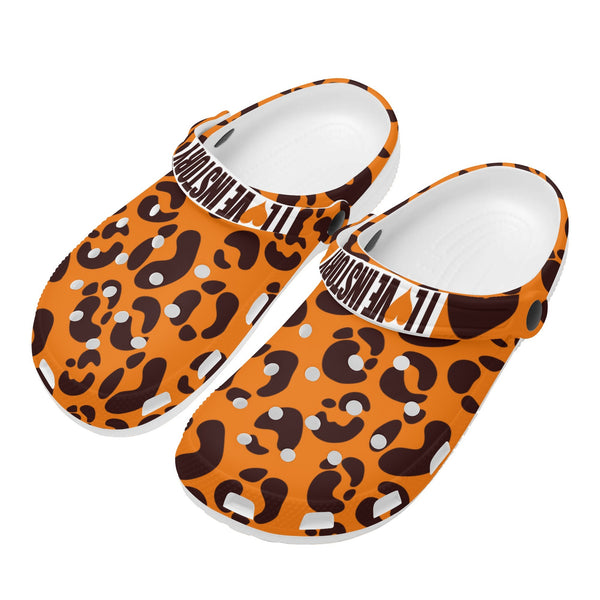 Comfortable footwear Versatile clogs Stylish sandals Lightweight shoes Footwear for every occasion Casual footwear Slip-on shoes Summer footwear, leopard