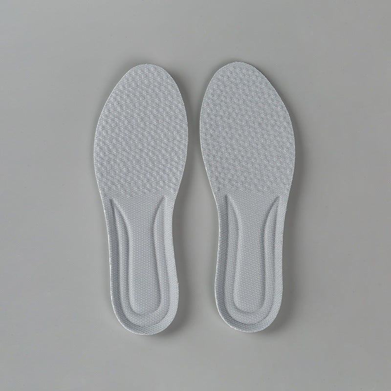 semelle grise, grey sole, sports insoles, comfortable insoles, foot support, cushioning technology, breathable insoles, shock absorption, exercise comfort, ergonomic insoles, fatigue reduction, foot pain prevention