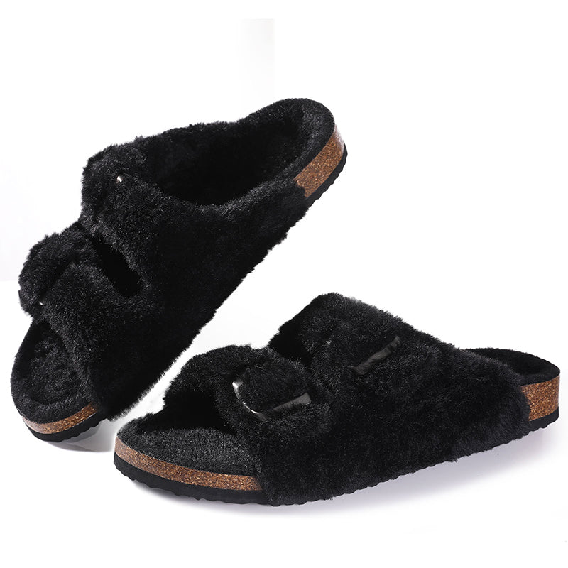 slippers fourrure black, chausson fourrure noir, king stone brothers and co, 