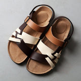 sandal femme marron et blanc, king stone brothers and co